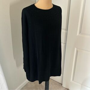 J.Jill Black Knit Top with Beaded Detail